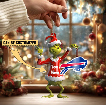 LIMITED EDITION - NEW CUSTOMIZED NFL03 BFB BUFFALO BILLS THE GRINCH ACRYLIC ORNAMENT