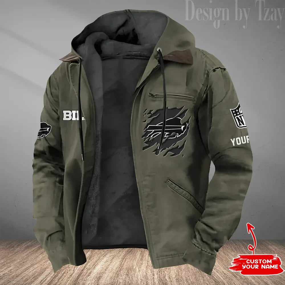 LIMITED EDITION - NEW CUSTOMIZED NFL03 BFB BUFFALO BILLS HOODED CARDIGAN JACKET
