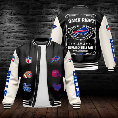 LIMITED EDITION - NEW CUSTOMIZED NFL03 BFB BUFFALO BILLS LEATHER BOMBER JACKET