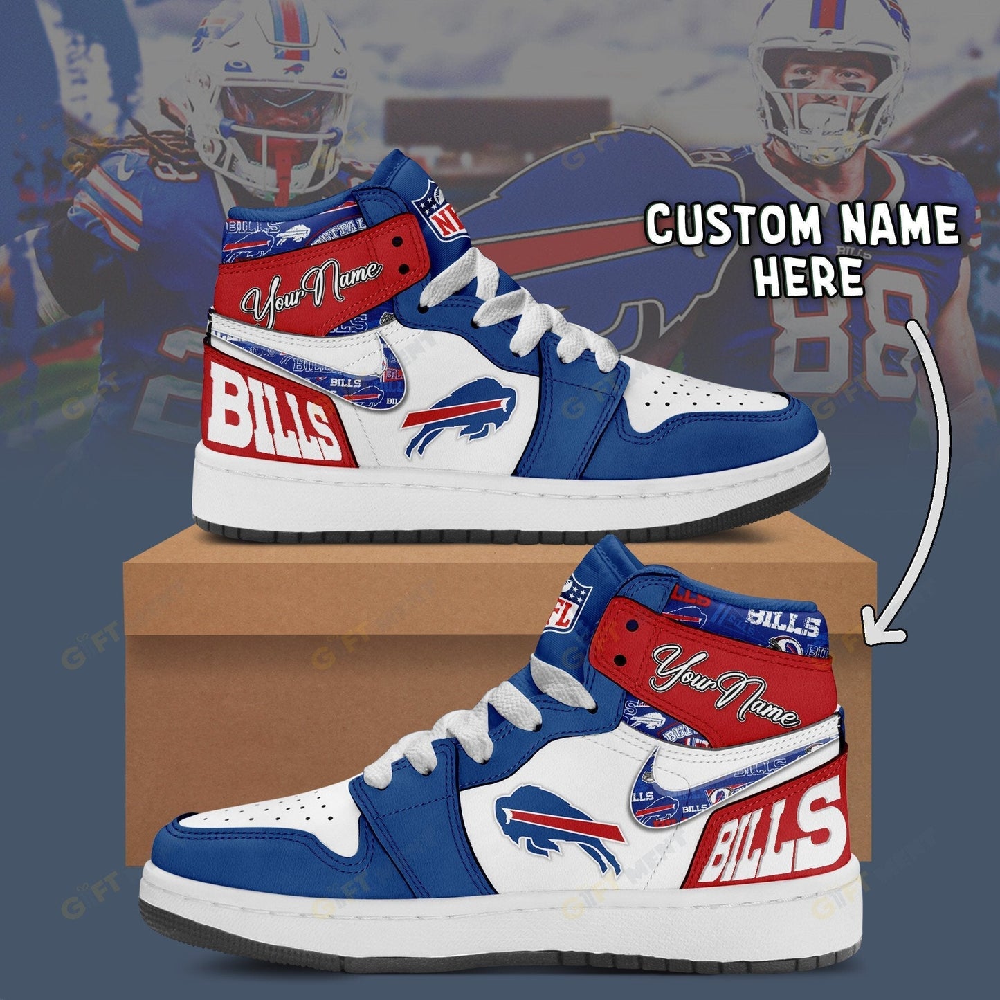 [SPECIAL OFFER] NEW CUSTOMIZED NFL03 BFB BUFFALO BILLS AIR JORDAN 1