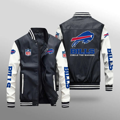 LIMITED EDITION - NEW CUSTOMIZED NFL03 BFB BUFFALO BILLS LEATHER BOMBER JACKET