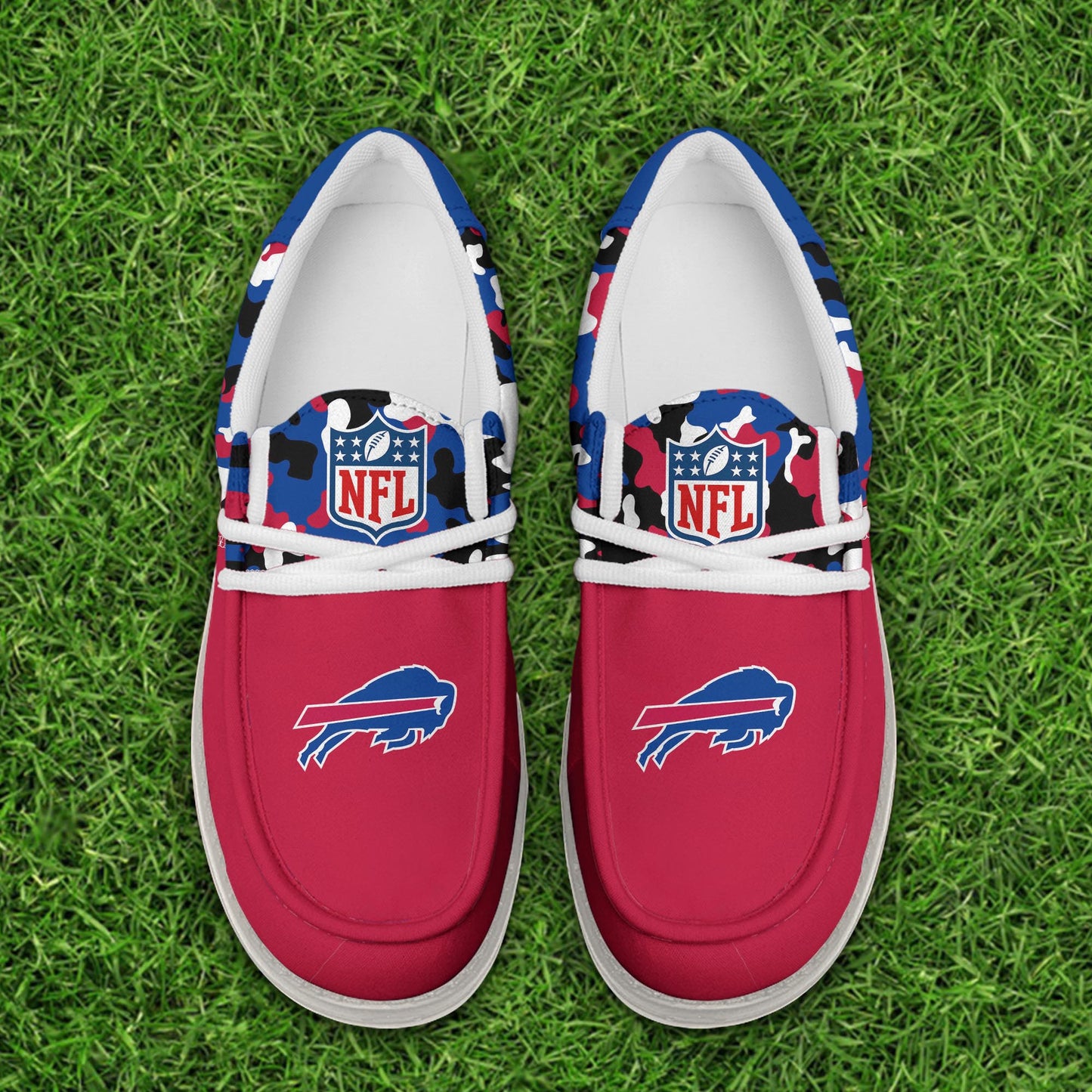 LIMITED EDITION - NEW CUSTOMIZED NFL03 BFB BUFFALO BILLS LOAFER SHOES