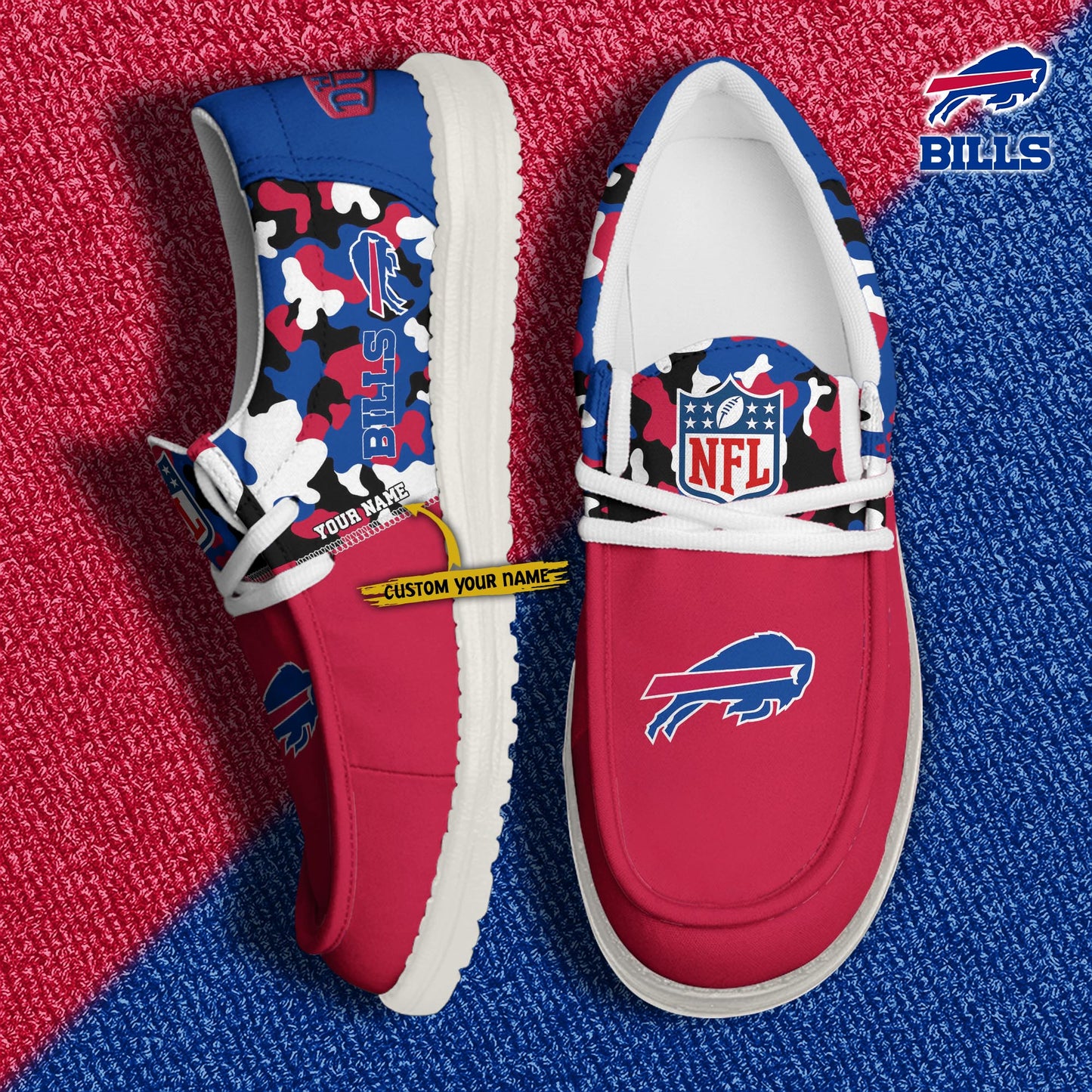 LIMITED EDITION - NEW CUSTOMIZED NFL03 BFB BUFFALO BILLS LOAFER SHOES
