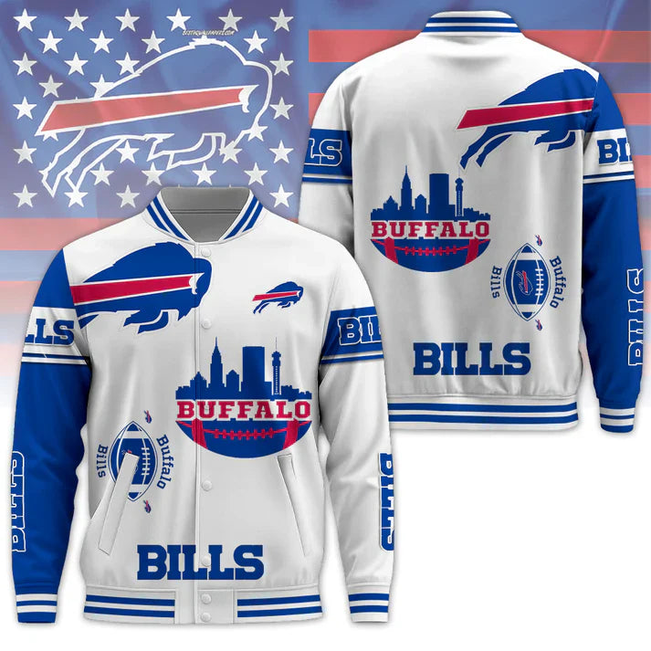 LIMITED EDITION - NEW CUSTOMIZED NFL03 BFB BUFFALO BILLS BASEBALL JACKET