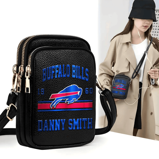 LIMITED EDITION - NEW CUSTOMIZED NFL03 BFB BUFFALO BILLS LEATHER CROSSBODY BAG