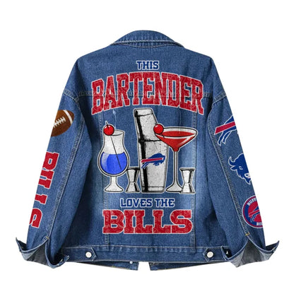 LIMITED EDITION - NEW CUSTOMIZED NFL03 BFB BUFFALO BILLS DENIM JACKET