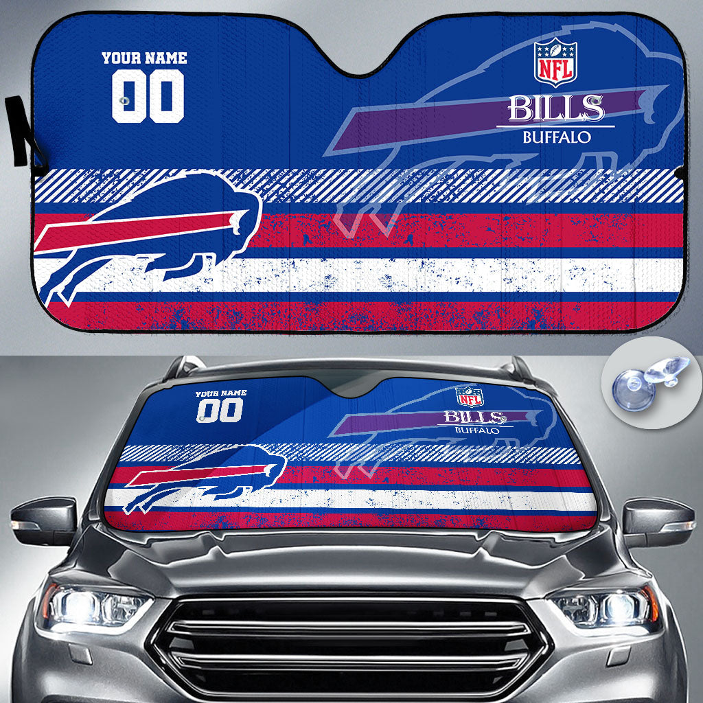 LIMITED EDITION - NEW CUSTOMIZED NFL03 BFB BUFFALO BILLS AUTO WINDSHIELD SHADE
