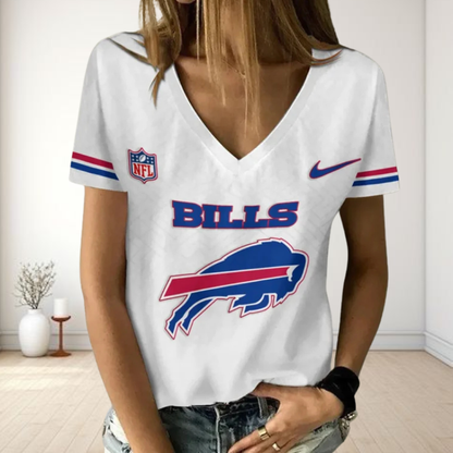 LIMITED EDITION - NEW CUSTOMIZED NFL03 BFB BUFFALO BILLS V-NECK FEMALE SHIRT