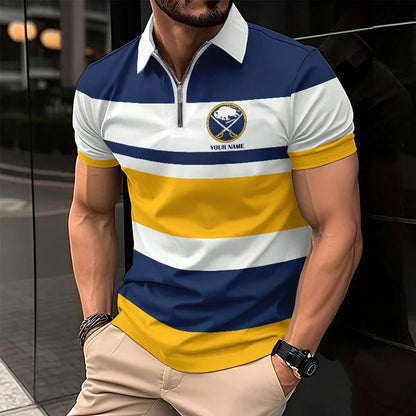 LIMITED EDITION - NEW CUSTOMIZED NHL28 BFS BUFFALO SABRES ZIP POLO SHIRT