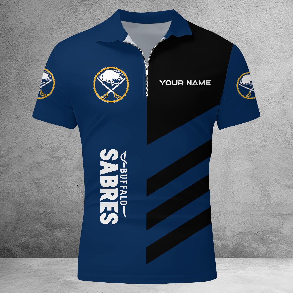 LIMITED EDITION - NEW CUSTOMIZED NHL28 BFS BUFFALO SABRES ZIP POLO SHIRT