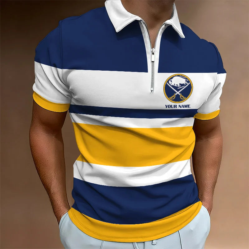 LIMITED EDITION - NEW CUSTOMIZED NHL28 BFS BUFFALO SABRES ZIP POLO SHIRT