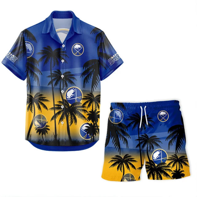 LIMITED EDITION - NEW CUSTOMIZED NHL28 BFS BUFFALO SABRES UNISEX HAWAIIAN SHIRT & SHORTS SET