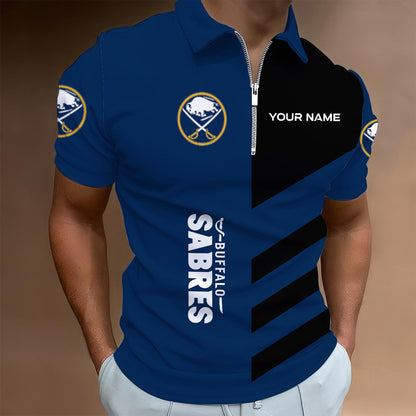 LIMITED EDITION - NEW CUSTOMIZED NHL28 BFS BUFFALO SABRES ZIP POLO SHIRT