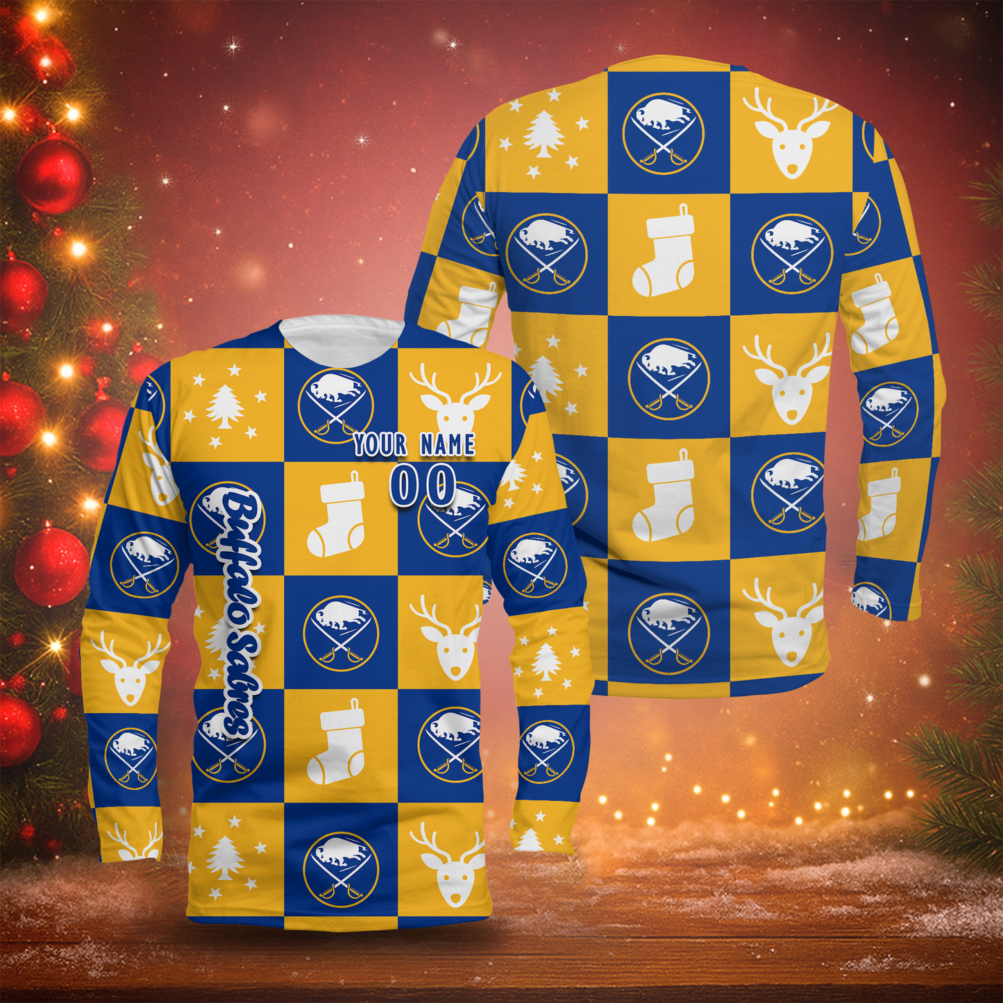 LIMITED EDITION - NEW CUSTOMIZED NHL28 BFS BUFFALO SABRES LONG SLEEVED T-SHIRT