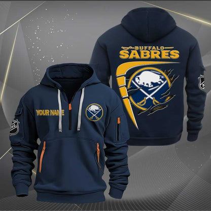 LIMITED EDITION - NEW CUSTOMIZED NHL28 BFS BUFFALO SABRES QUARTER ZIP HOODIE