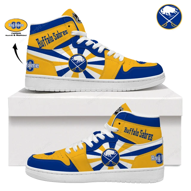 LIMITED EDITION - NEW CUSTOMIZED NHL28 BF SABRES AIR JORDAN SNEAKERS