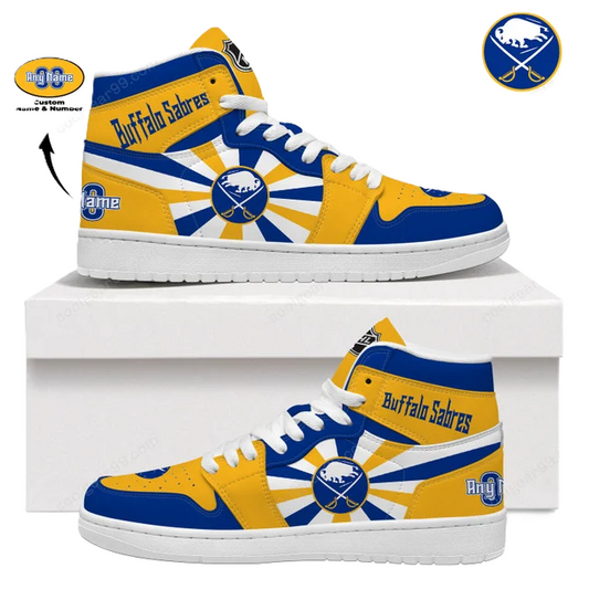 LIMITED EDITION - NEW CUSTOMIZED NHL28 BF SABRES AIR JORDAN SNEAKERS