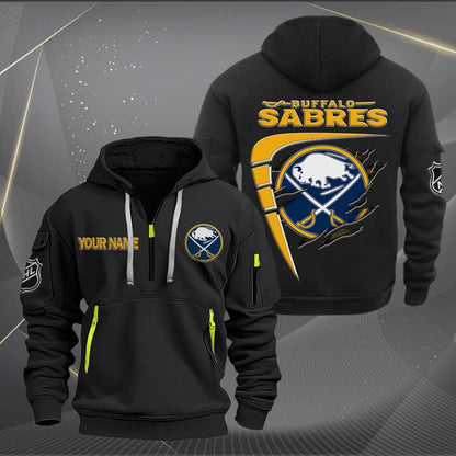 LIMITED EDITION - NEW CUSTOMIZED NHL28 BFS BUFFALO SABRES QUARTER ZIP HOODIE