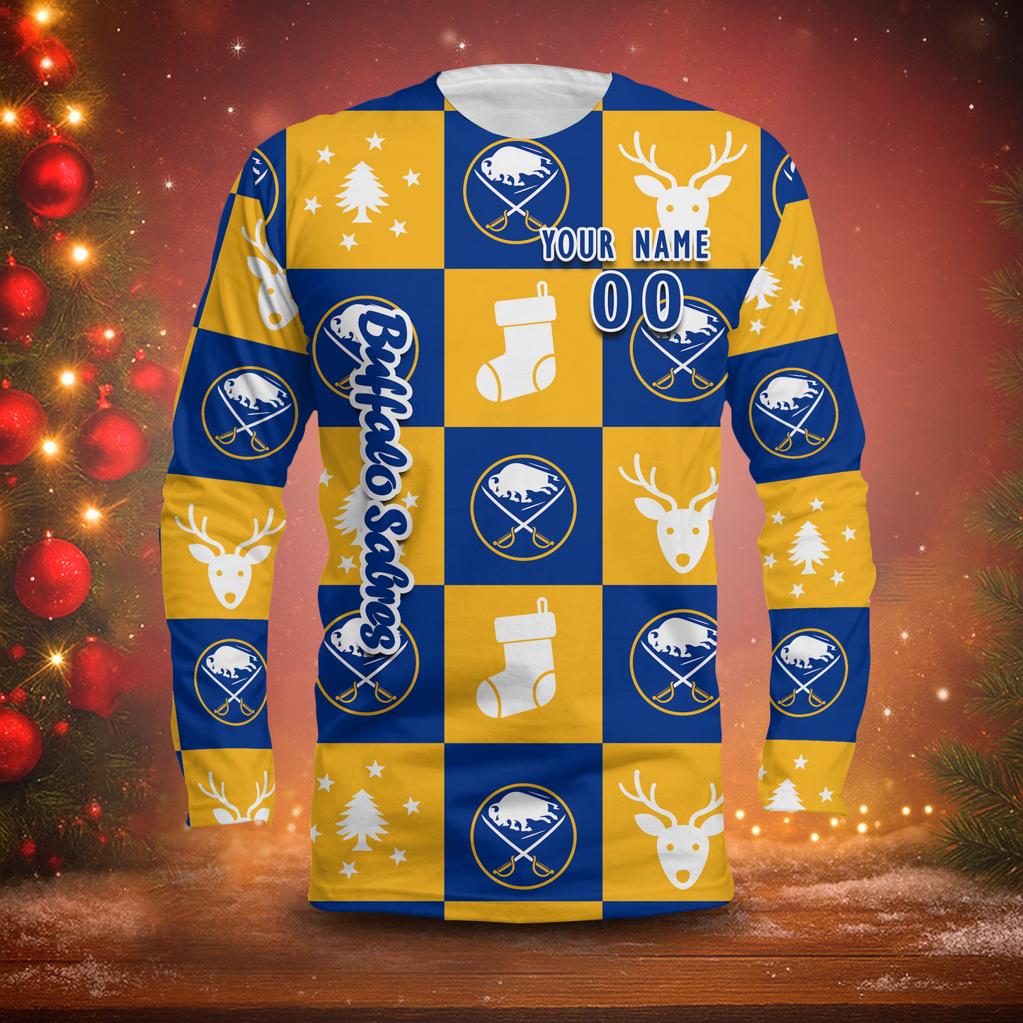 LIMITED EDITION - NEW CUSTOMIZED NHL28 BFS BUFFALO SABRES LONG SLEEVED T-SHIRT