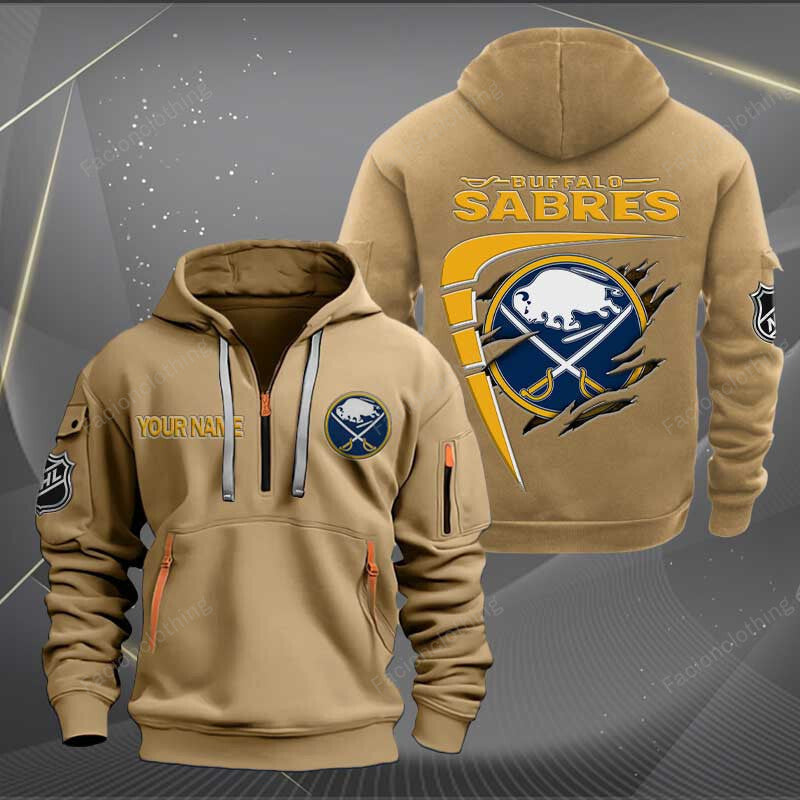 LIMITED EDITION - NEW CUSTOMIZED NHL28 BFS BUFFALO SABRES QUARTER ZIP HOODIE