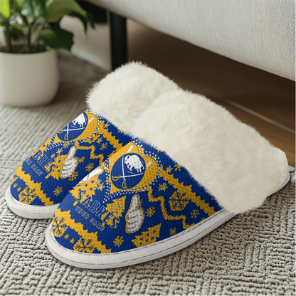 LIMITED EDITION - NEW CUSTOMIZED NHL28 BFS BUFFALO SABRES FUR-LINED SLIPPERS