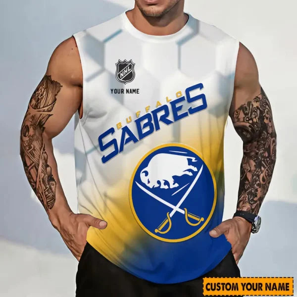 LIMITED EDITION - NEW CUSTOMIZED NHL28 BFS BUFFALO SABRES TANK TOP & GYM SHIRT