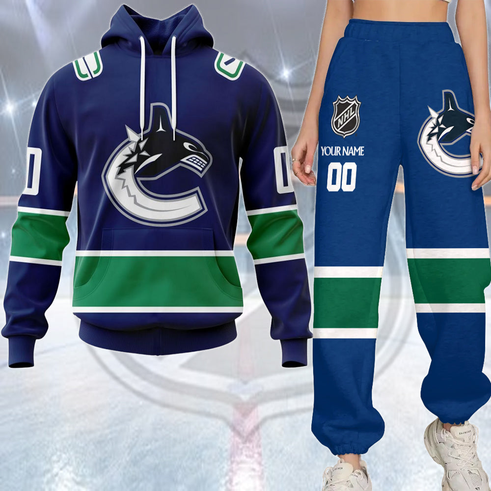 LIMITED EDITION - NEW CUSTOMIZED NHL19 VCC VANCOUVER CANUCKS COMBO HOODIE & LONGPANTS
