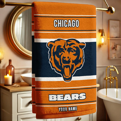 LIMITED EDITION - NEW CUSTOMIZED NFL26 CCB CHICAGO BEARS BEACH & BATH TOWEL (KIDS & ADULTS)