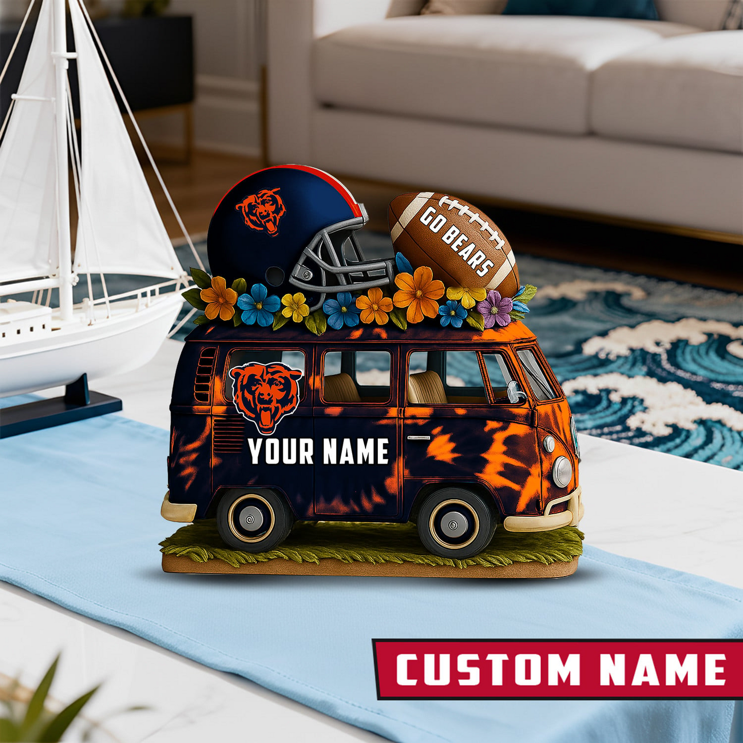 LIMITED EDITION - NEW CUSTOMIZED NFL26 CCB CHICAGO BEARS BUS ACRYLIC BLOCK