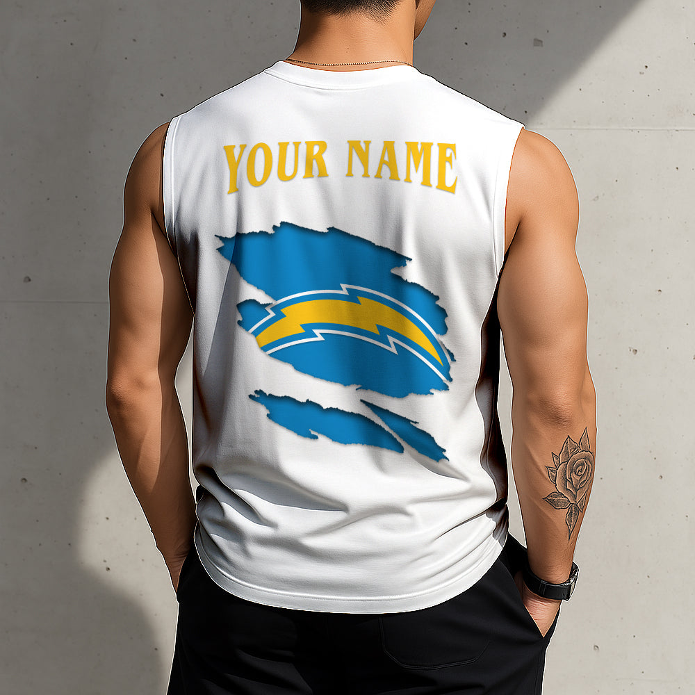 LIMITED EDITION - NEW CUSTOMIZED NFL09 LAC LOS ANGELES CHARGERS TANKTOP & GYM SHIRT