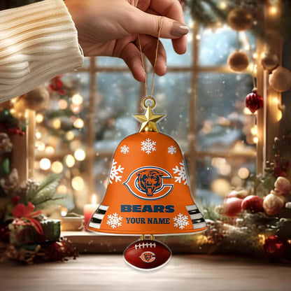 LIMITED EDITION - NEW CUSTOMIZED NFL26 CCB CHICAGO BEARS ACRYLIC CHRISTMAS BELL ORNAMENT