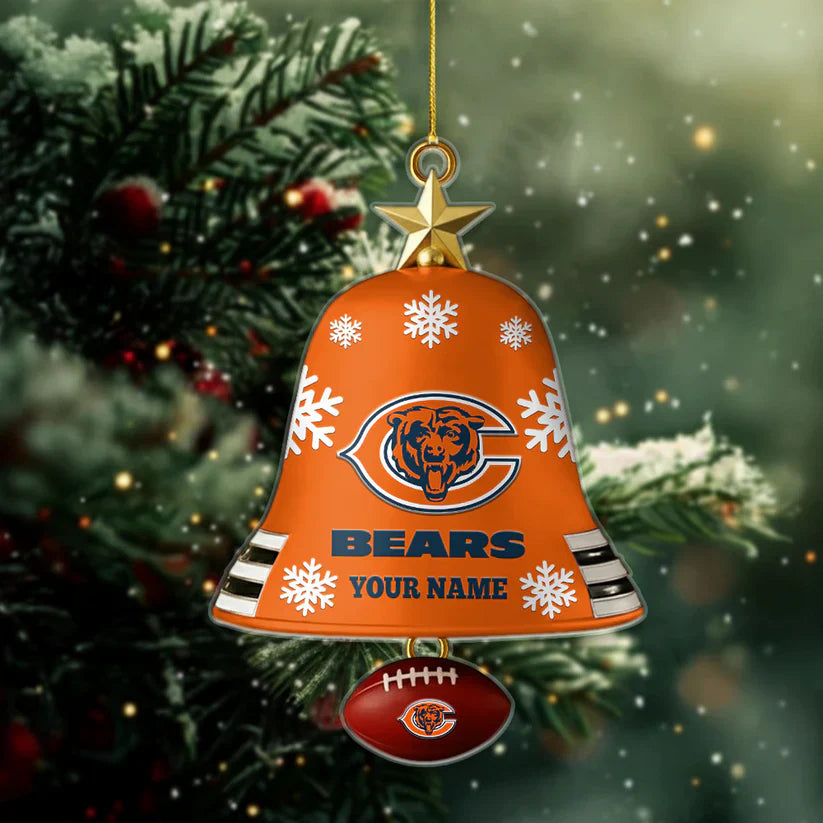 LIMITED EDITION - NEW CUSTOMIZED NFL26 CCB CHICAGO BEARS ACRYLIC CHRISTMAS BELL ORNAMENT