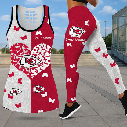 LIMITED EDITION - NEW CUSTOMIZED NFL01 KCC KANSAS CITY CHIEFS LEGGINGS & HOLLOW TANK TOP SET