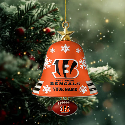 LIMITED EDITION - NEW CUSTOMIZED NFL16 CCB CINCINNATI BENGALS ACRYLIC CHRISTMAS BELL ORNAMENT