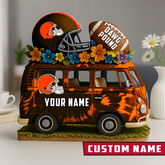LIMITED EDITION - NEW CUSTOMIZED NFL29 CLB CLEVELAND BROWNS BUS ACRYLIC BLOCK