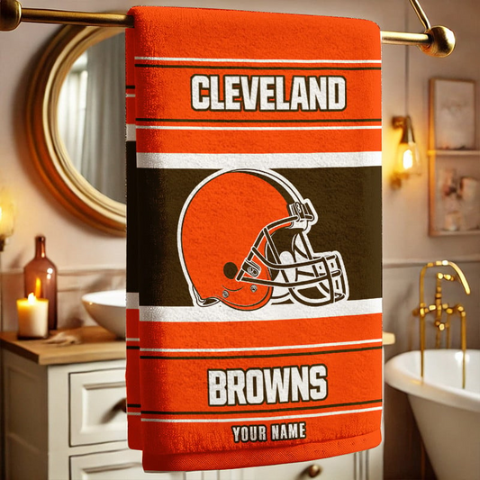 LIMITED EDITION - NEW CUSTOMIZED NFL29 CLB CLEVELAND BROWNS BEACH & BATH TOWEL (KIDS & ADULTS)
