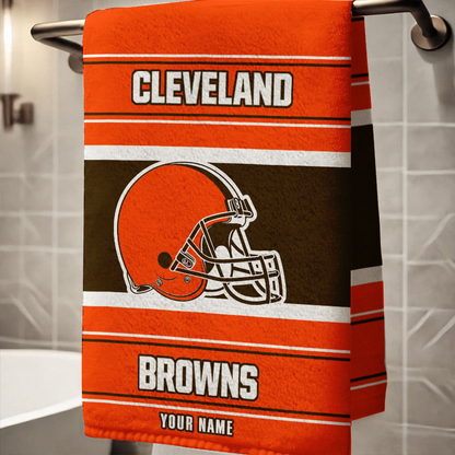 LIMITED EDITION - NEW CUSTOMIZED NFL29 CLB CLEVELAND BROWNS BEACH & BATH TOWEL (KIDS & ADULTS)