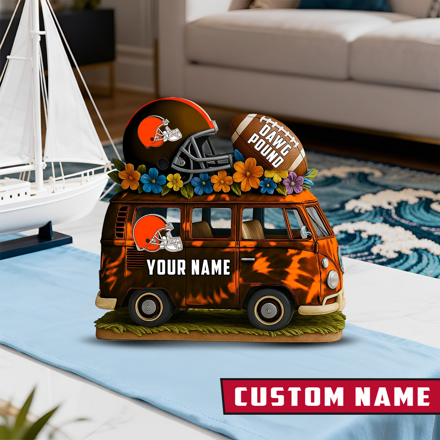 LIMITED EDITION - NEW CUSTOMIZED NFL29 CLB CLEVELAND BROWNS BUS ACRYLIC BLOCK