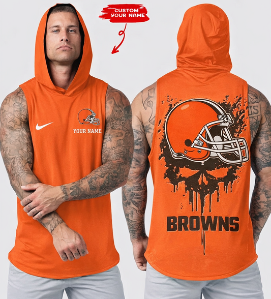 LIMITED EDITION - NEW CUSTOMIZED NFL29 CLB CLEVELAND BROWNS HOODED TANK TOP