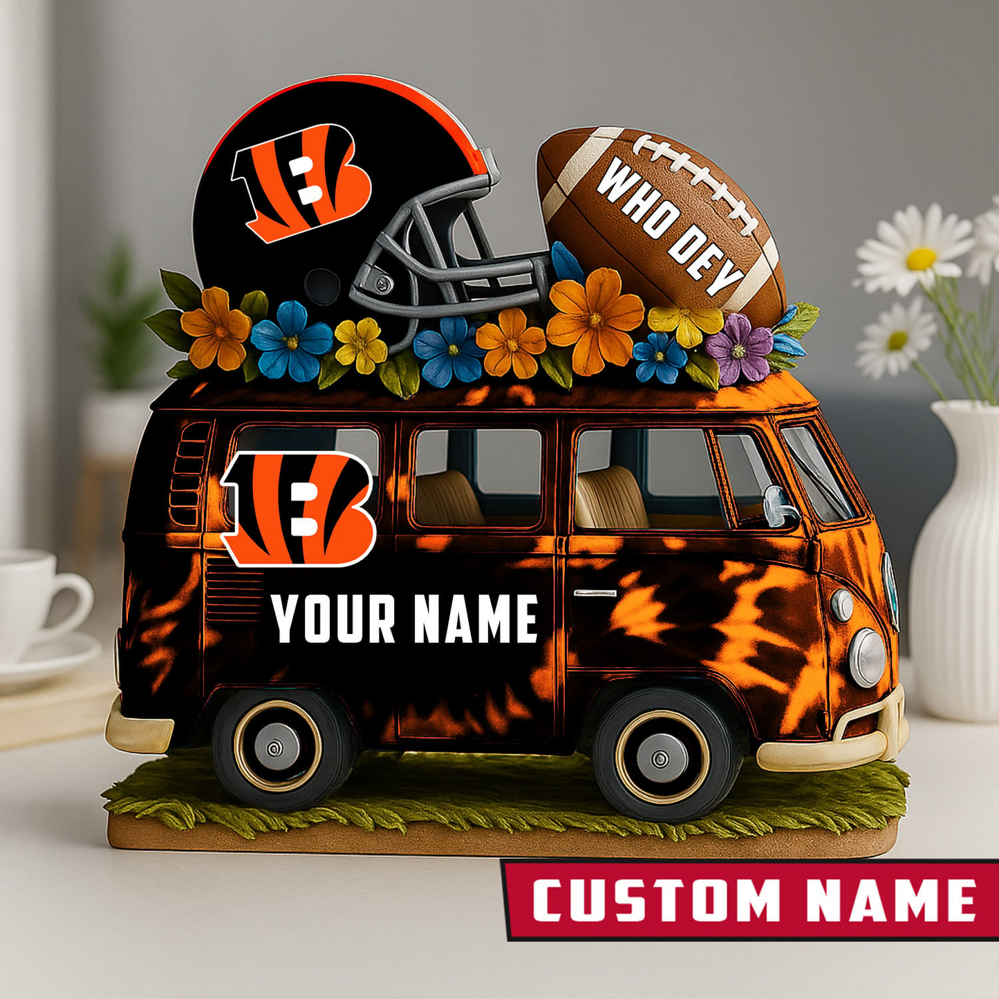 LIMITED EDITION - NEW CUSTOMIZED NFL16 CCB CINCINNATI BENGALS BUS ACRYLIC BLOCK
