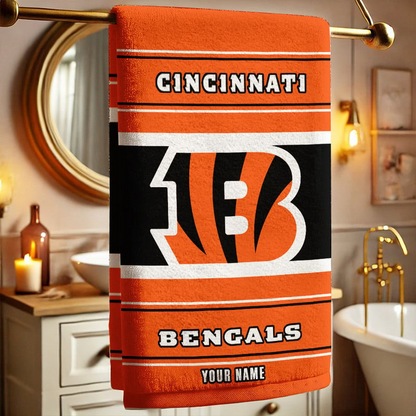 LIMITED EDITION - NEW CUSTOMIZED NFL16 CCB CINCINNATI BENGALS BEACH & BATH TOWEL (KIDS & ADULTS)