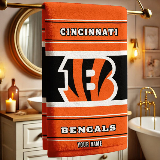 LIMITED EDITION - NEW CUSTOMIZED NFL16 CCB CINCINNATI BENGALS BEACH & BATH TOWEL (KIDS & ADULTS)