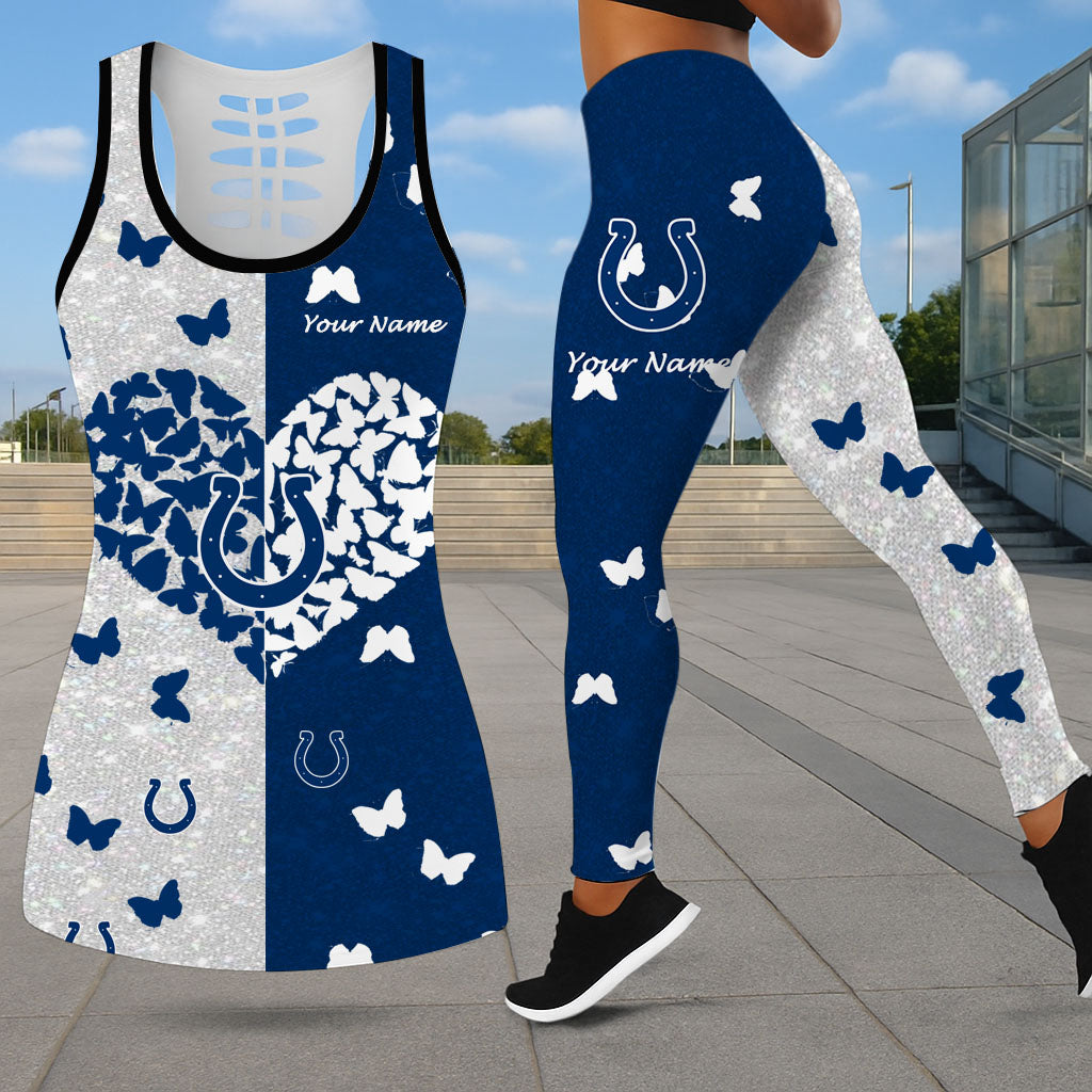 LIMITED EDITION - NEW CUSTOMIZED NFL17 IDC INDIANAPOLIS COLTS LEGGINGS & HOLLOW TANK TOP SET