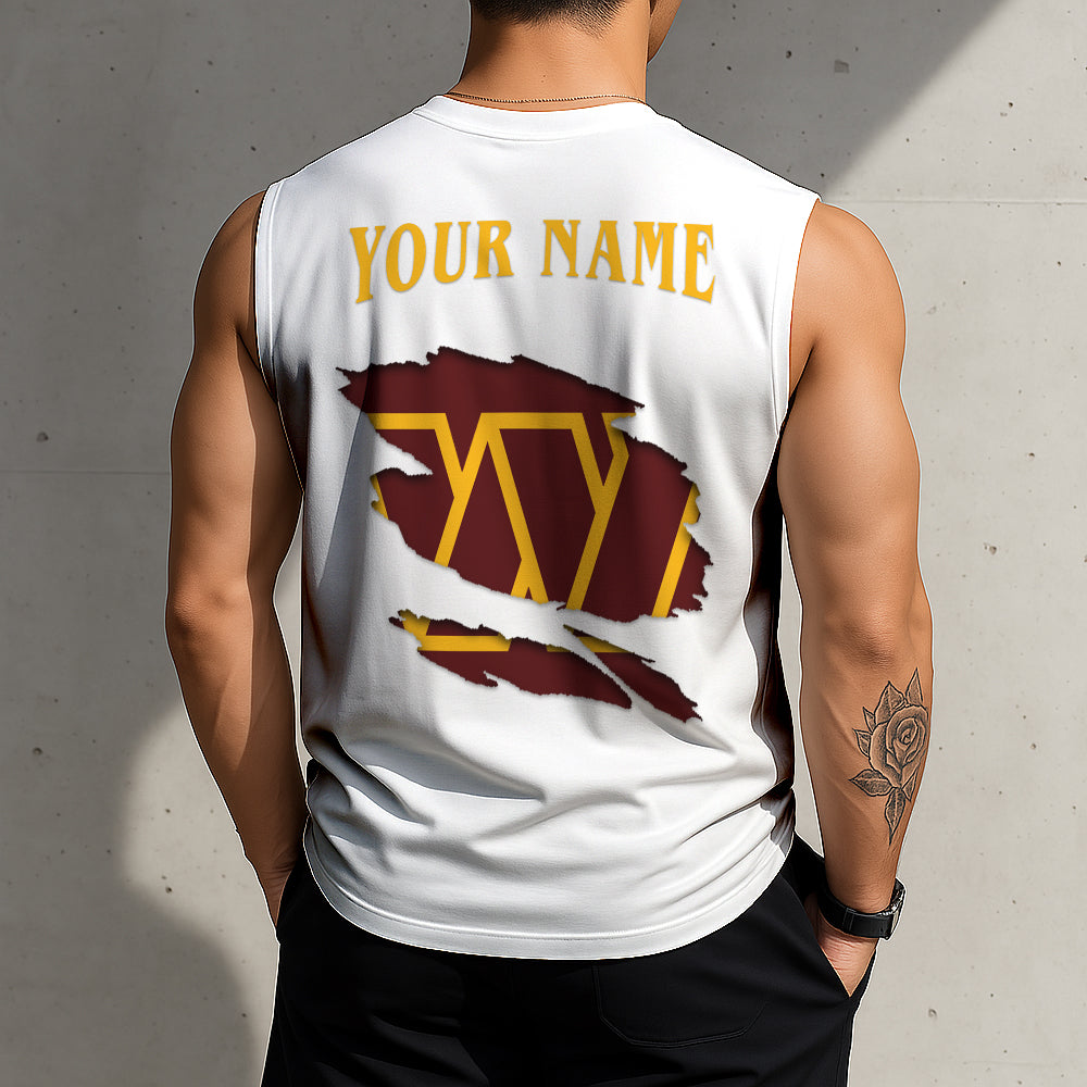 LIMITED EDITION - NEW CUSTOMIZED NFL12 WTC WASHINGTON COMMANDERS TANKTOP & GYM SHIRT