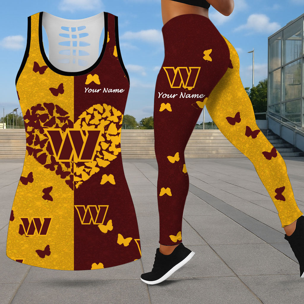 LIMITED EDITION - NEW CUSTOMIZED NFL12 WTC WASHINGTON COMMANDERS LEGGINGS & HOLLOW TANK TOP SET