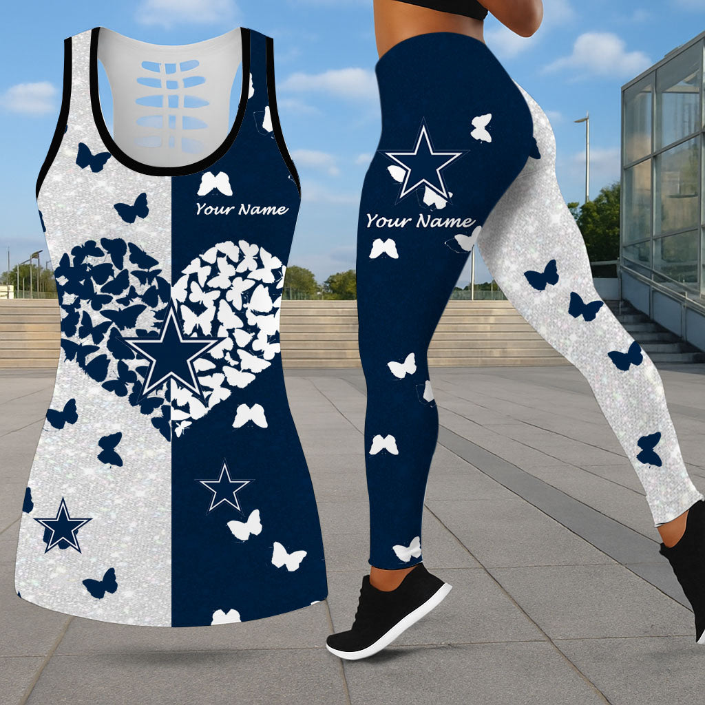 LIMITED EDITION - NEW CUSTOMIZED NFL21 DCB DALLAS COWBOYS LEGGINGS & HOLLOW TANK TOP SET