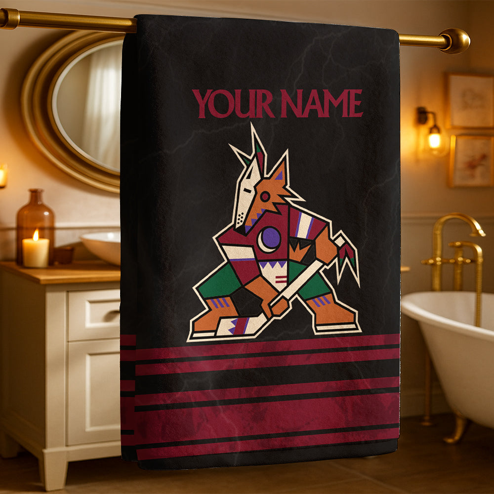 LIMITED EDITION - NEW CUSTOMIZED NHL30 AZC ARIZONA COYOTES BEACH & BATH TOWEL