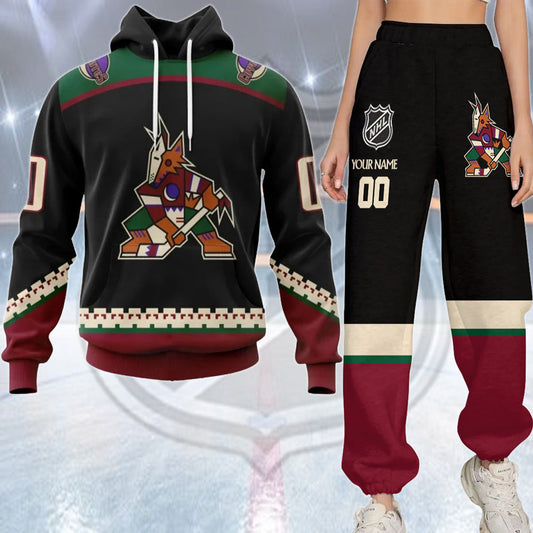 LIMITED EDITION - NEW CUSTOMIZED NHL30 AZC ARIZONA COYOTES COMBO HOODIE & LONGPANTS