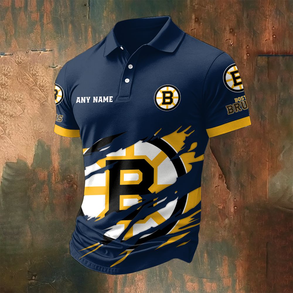 LIMITED EDITION - NEW CUSTOMIZED NHL02 BTB BOSTON BRUINS POLO SHIRT