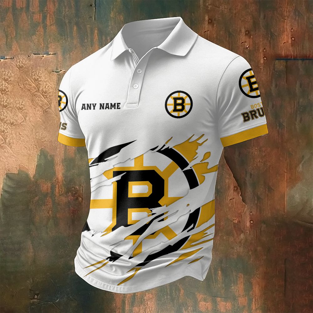 LIMITED EDITION - NEW CUSTOMIZED NHL02 BTB BOSTON BRUINS POLO SHIRT